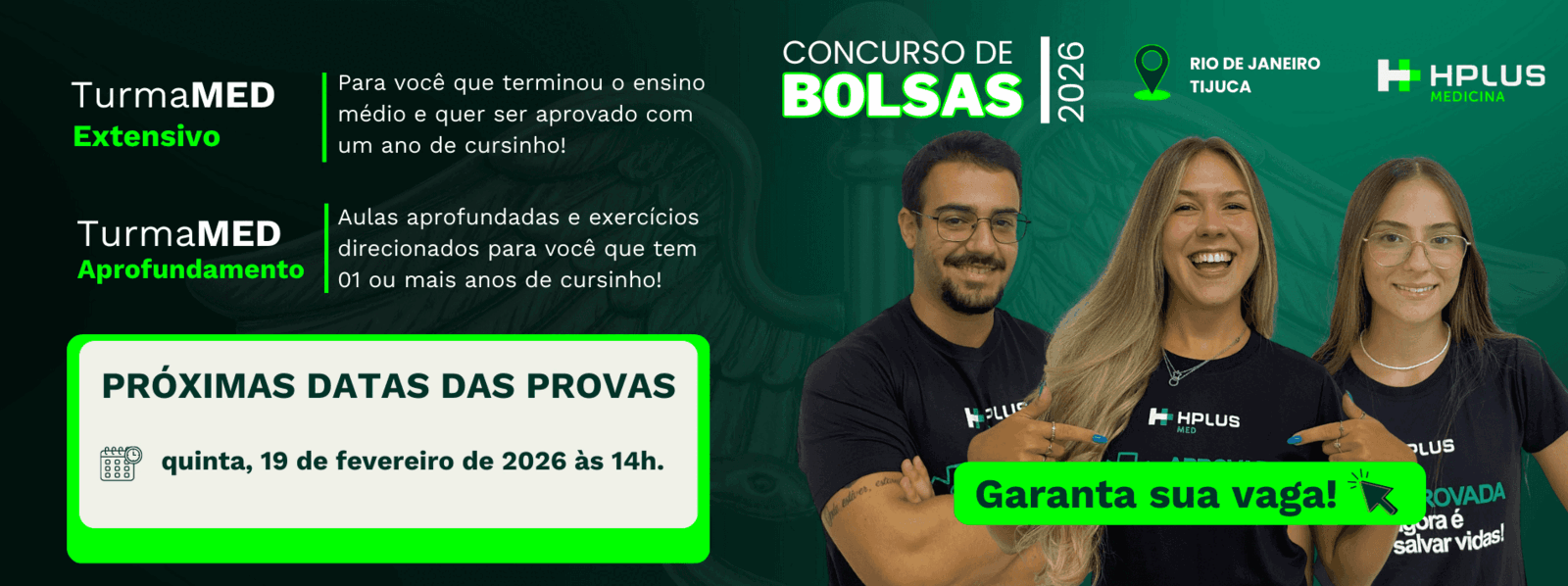 Concurso de Bolsas 2027 — Hplus Medicina Rio de Janeiro - Tijuca. Garanta sua vaga!