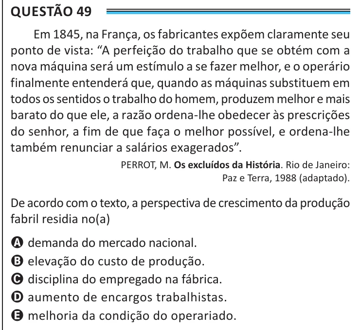 Questão 49 do ENEM 2025, aplicação de Belém, como saiu no caderno de prova