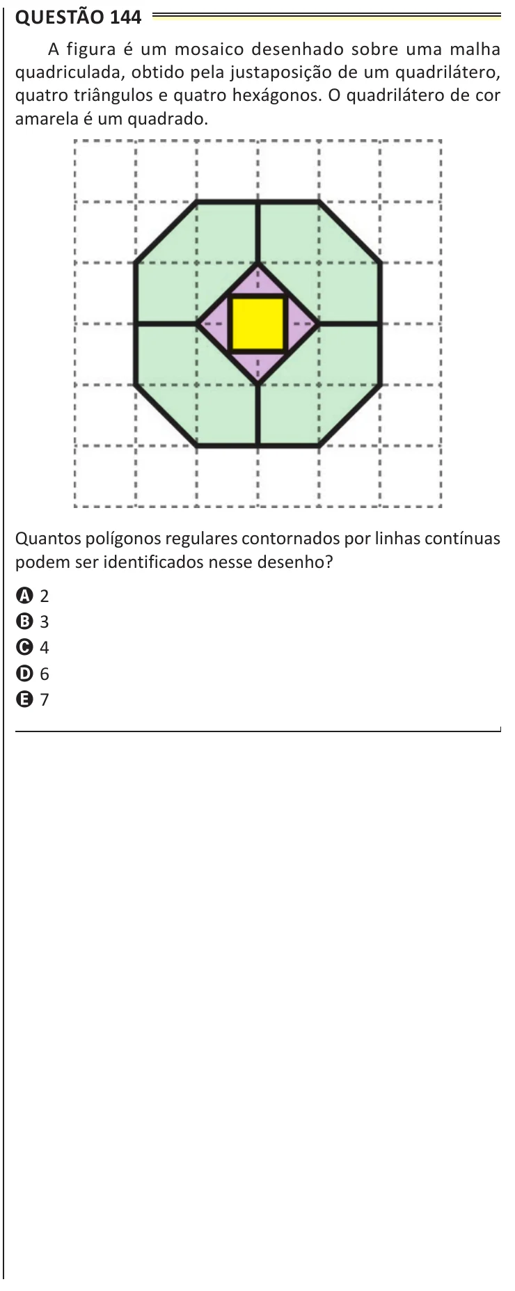 Questão 144 do ENEM 2025, aplicação de Belém, como saiu no caderno de prova