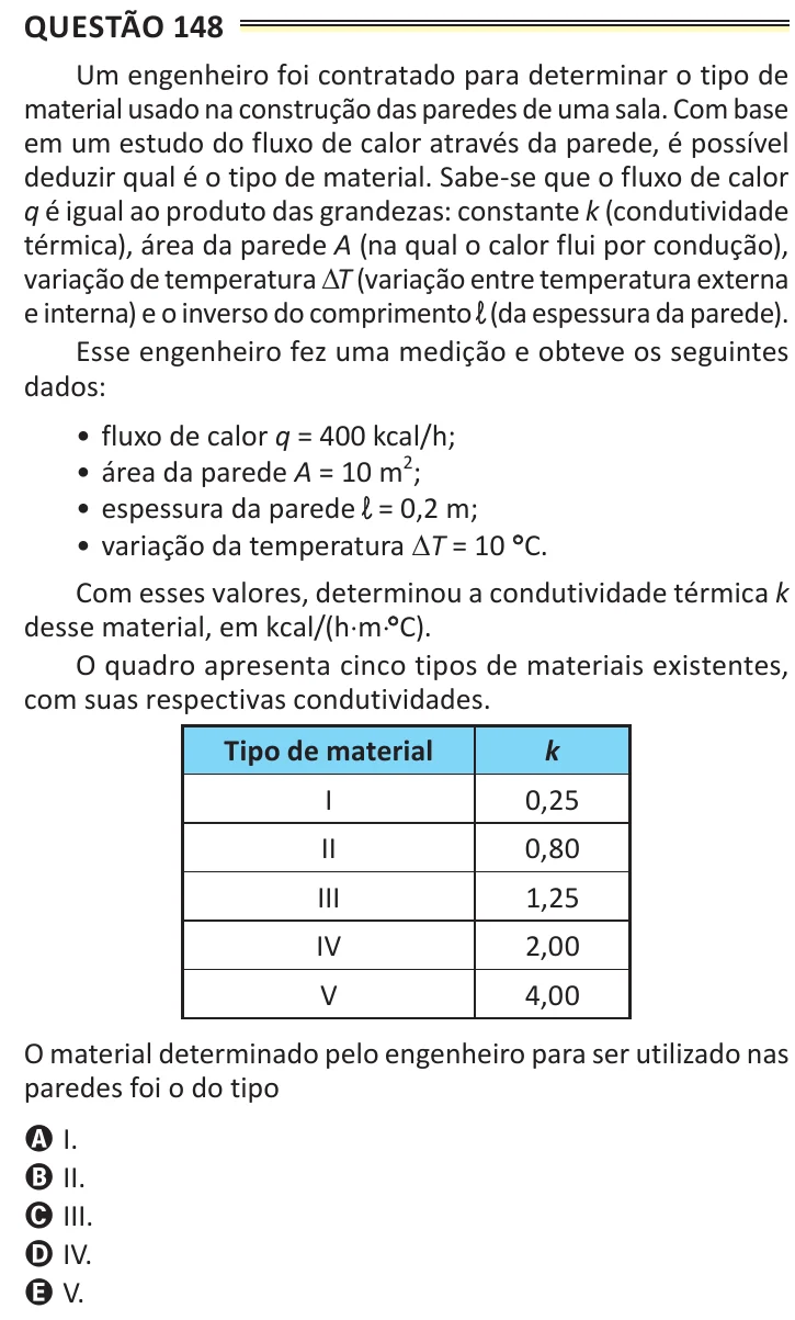 Questão 148 do ENEM 2025, aplicação de Belém, como saiu no caderno de prova