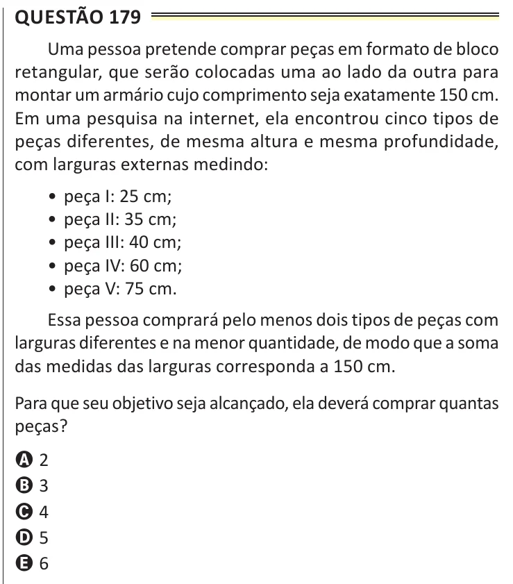 Questão 179 do ENEM 2025, aplicação de Belém, como saiu no caderno de prova