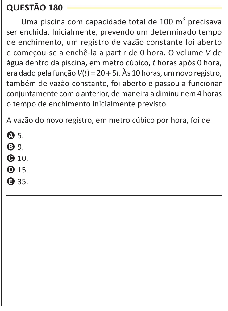Questão 180 do ENEM 2025, aplicação de Belém, como saiu no caderno de prova