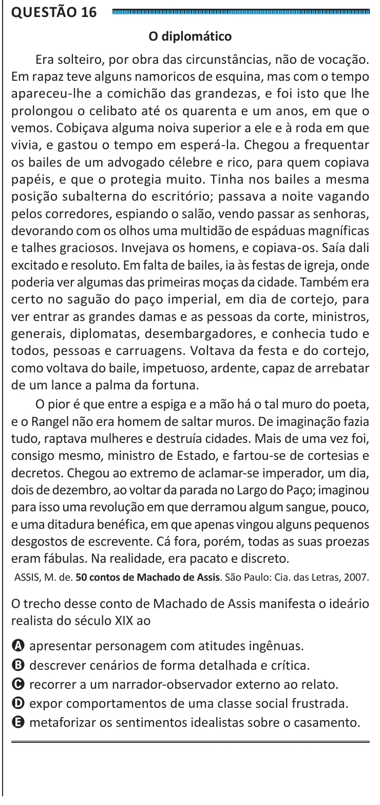 Questão 16 do ENEM 2025, segunda aplicação, como saiu no caderno de prova