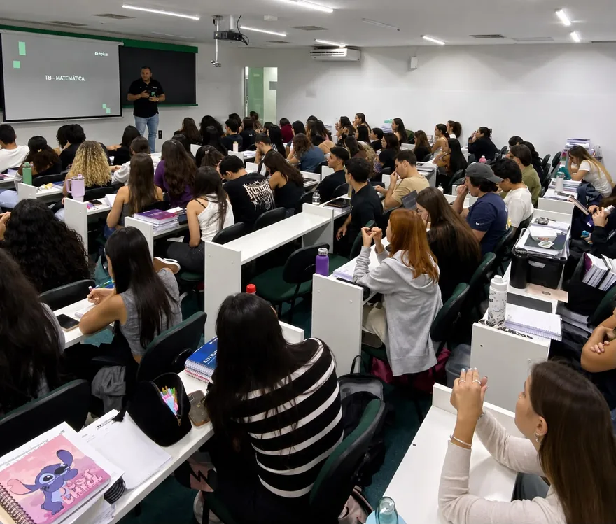 Aula de matemática para a turma do Hplus Med